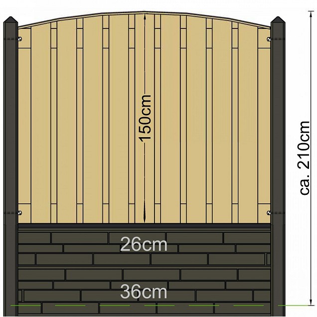 Berton©-paal Geul antraciet, diamantkop 10x10x280 cm met kabeldoorvoer