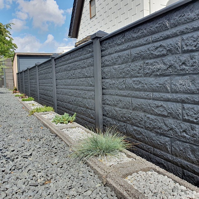 Berton©-motief-vulplaat antraciet gecoat H20xD3,5xL184 cm rotsmotief