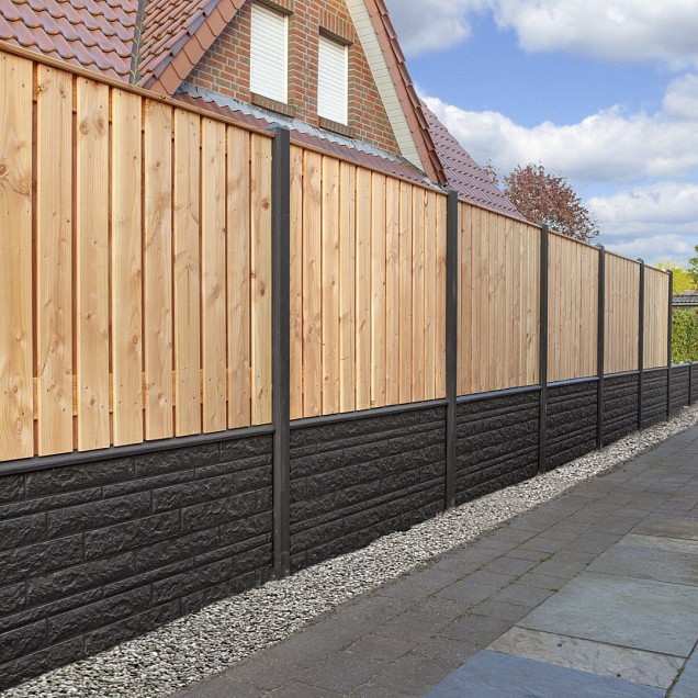 Berton©-motiefplaat antraciet gecoat H36xD3,5xL180 cm rotsmotief