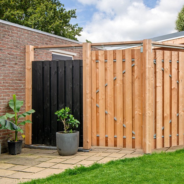 Tuindeur schuifsysteem Red Class Wood H195x130 cm