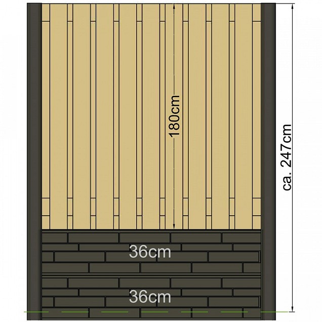 Berton©-sleufpaal Reest wit/grijs 11,5x11,5x316 cm met kabeldoorvoer