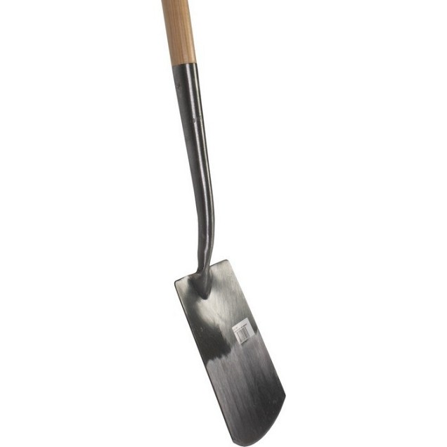 Spade - Met hals - Blank geslepen - Essenhouten steel - 76 cm