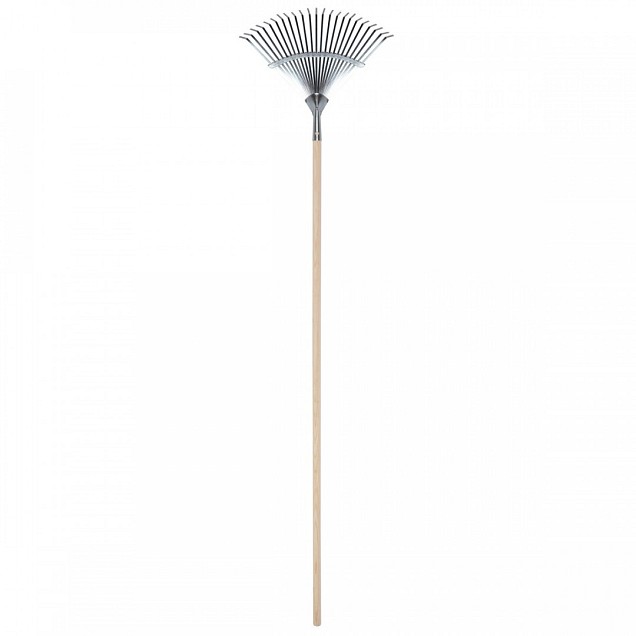 Gazonhark - Verzinkt - Platte tanden - Essenhouten steel - 150 cm