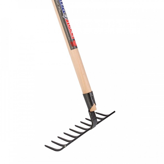 Tuinhark - 10 tanden - Gesmeed - 25 cm - Essenhouten steel - 160 cm