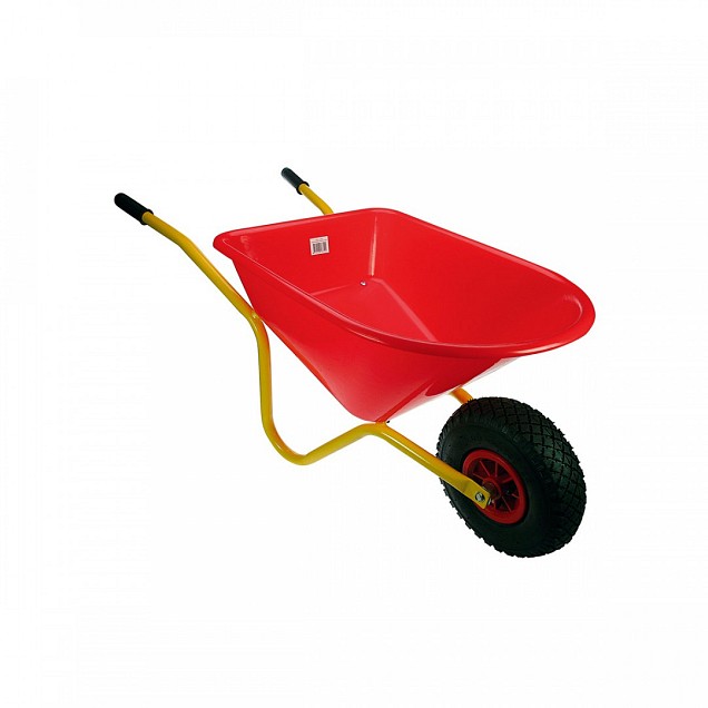 Kinderkruiwagen rood/geel metaal/kunstst