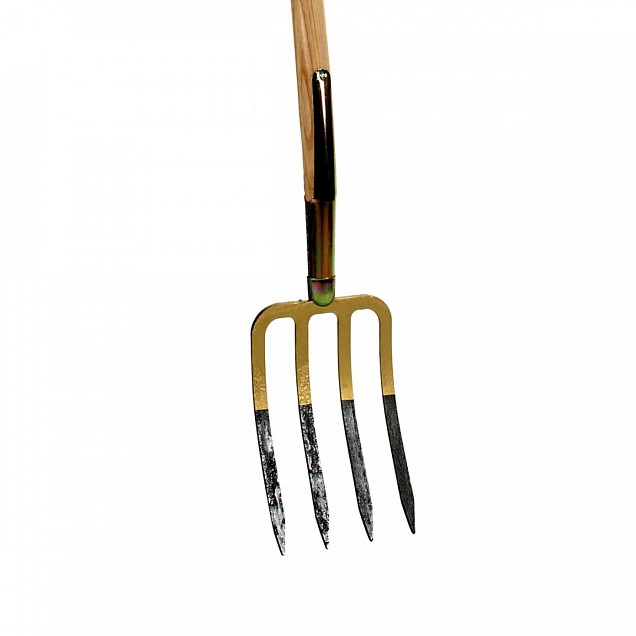 Spitvork - Professioneel - 4 tanden - Essenhouten steel - 85 centimeter