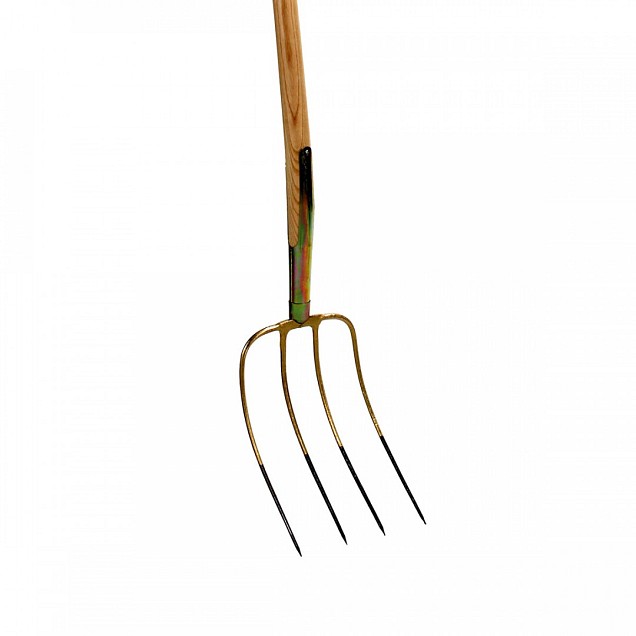 Mestvork - 4 tanden - Essenhouten steel - 85 centimeter