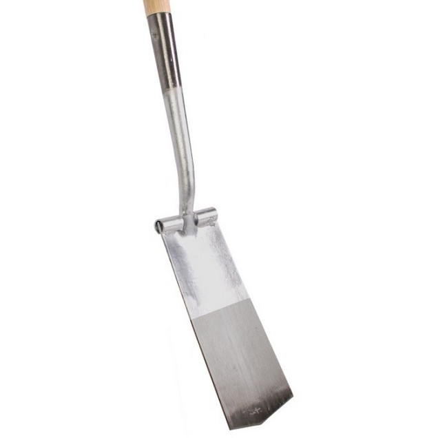 Draineerspade - Blank gepolijst - Met opstapje - Essenhouten steel - 76 cm