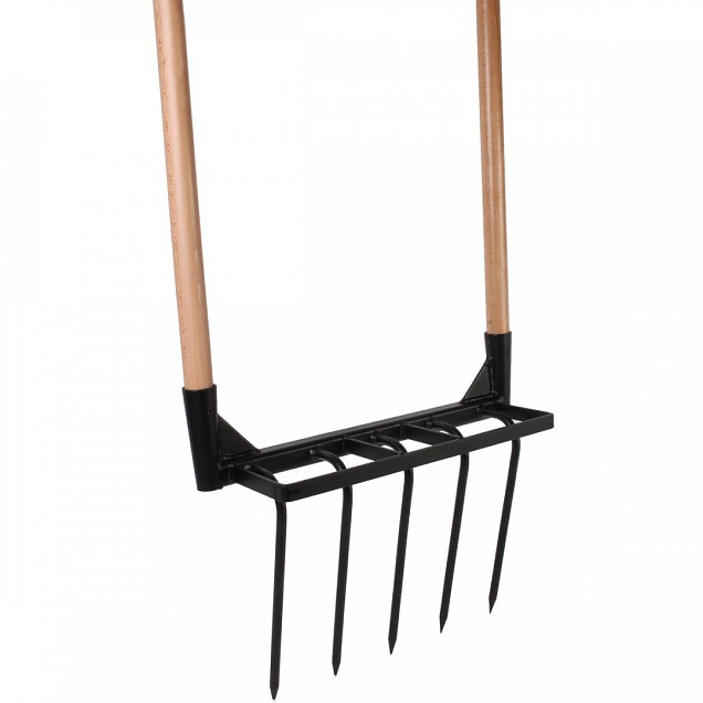 Woelvork - Compostvork - 5 tanden - Houten stelen - 120 cm