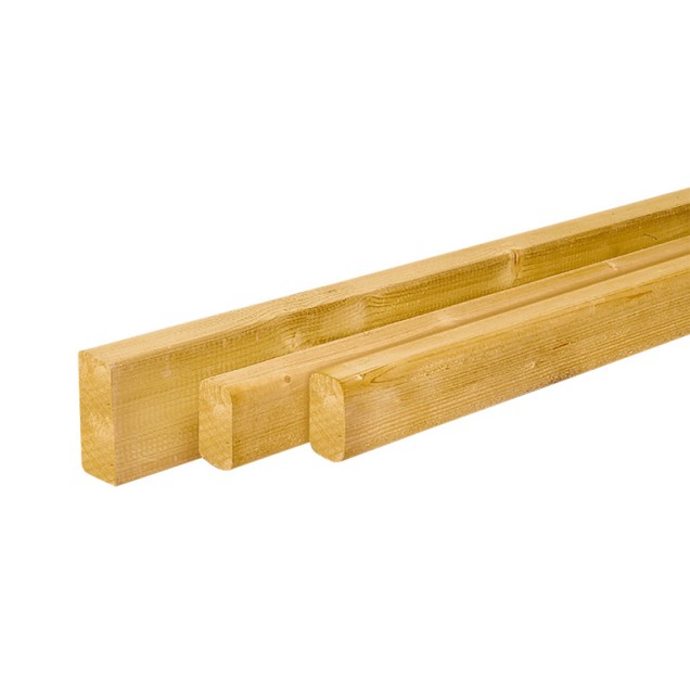 Scandinavisch vuren geschaafde gording 45x95x42000mm, groen ge?mpregneerd.