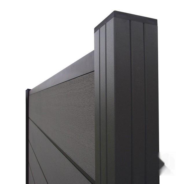Aluminium paal "Modular" 68x68x970mm (tbv scherm 970 hoog) [antraciet gepoedercoat] in folie bc
