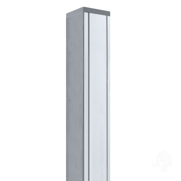 Aluminium paal 7x7x186 cm blank (incl kap en houten kern)