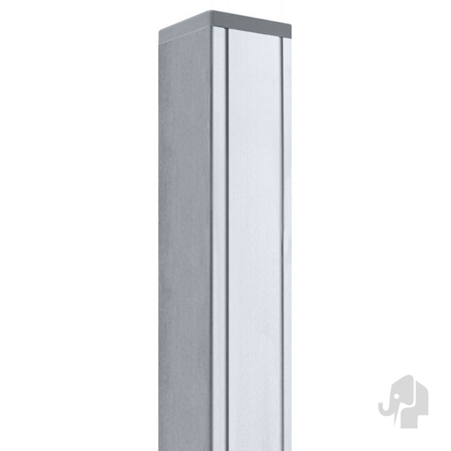 Aluminium paal 9x9x186 cm blank (incl kap en houten kern)
