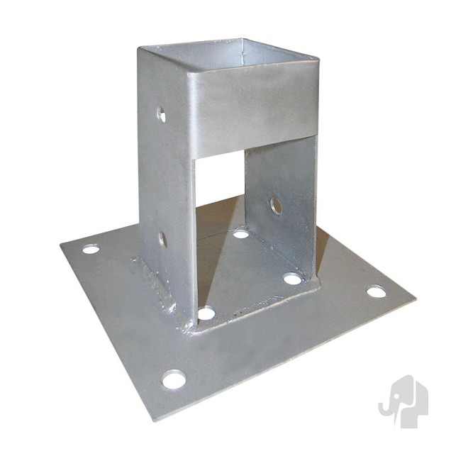 Paalhouder met voet (tbv paal 90x90) [verzinkt] bc