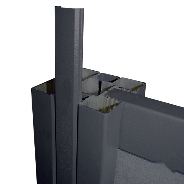 Aluminium paal "Modular" 68x68x1800mm (tbv scherm 970 hoog) [antraciet gepoedercoat] in folie bc