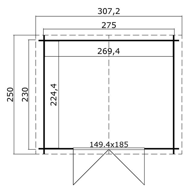 Blokhut Norah 275x230 Platinum Grey-Wit