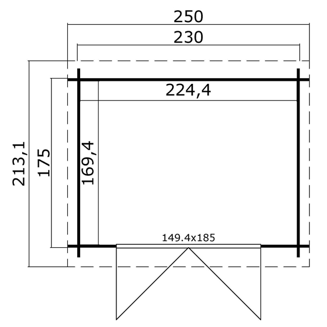 Blokhut Indi 230x175 Platinum Grey-Wit