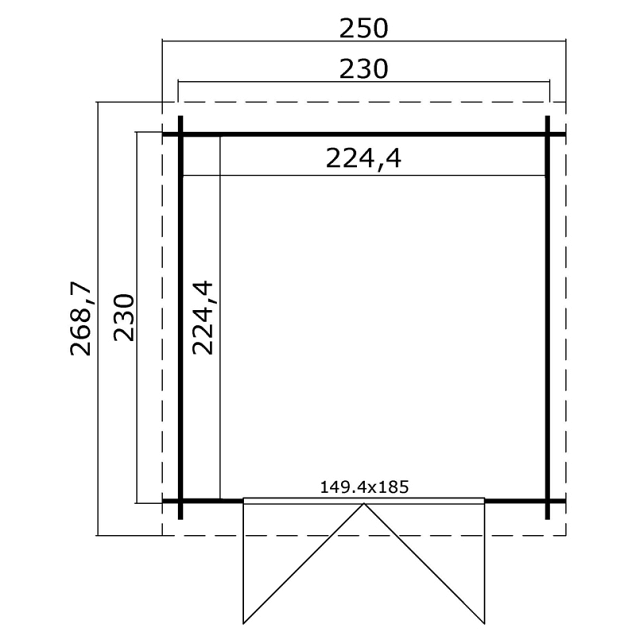 Blokhut Indi 230x230 Carbon Grey-Wit