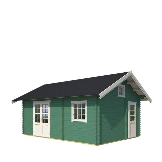 Blokhut Caroline SGC 390x575 Jungle Green-Wit