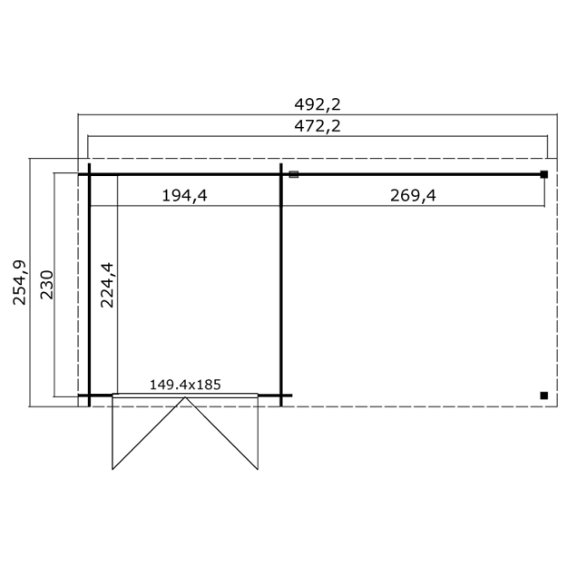 Blokhut Helena 472x230 Platinum Grey-Wit