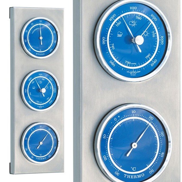 Weerstation buiten RVS blauw 3in1