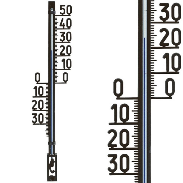 Thermometer kunststof bui 27,5 cm zwart