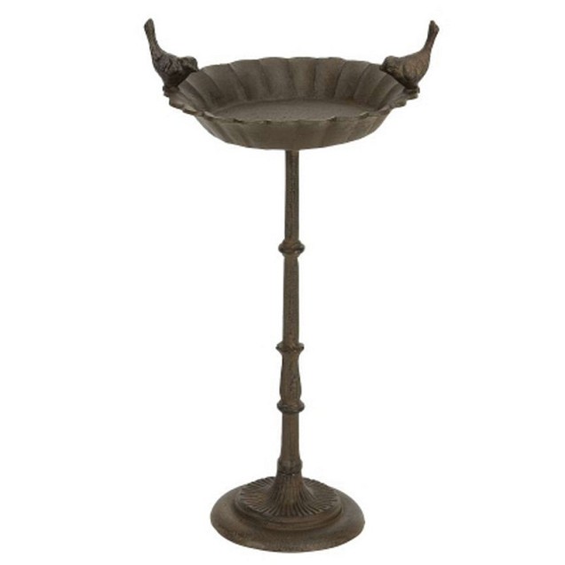 Vogelbad hoog 2 vogels 52 cm metaal