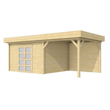 Vuren Topvision Parelhoen, 400x300 en luifel 300 cm, wit gespoten