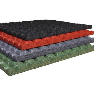 Rubbertegel 100x100x3 cm grijs, valh. 100 cm.